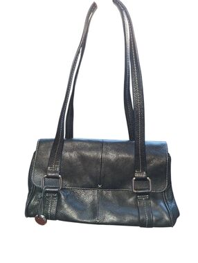 Charter Club Black Leather Shoulder Satchel Bag